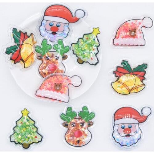 24Pcs Printed Christmas Series Filling Shake Sequins Appliques for Handmade Headwear Hair Clips Band Bow Decor Accessories N00