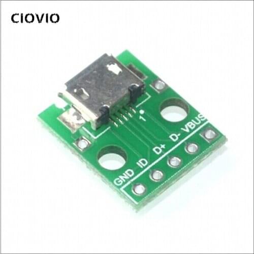 30pcs MICRO USB To DIP Adapter 5pin Female Connector B Type PCB Converter Breadboard USB-01 Switch Board SMT Mother Seat
