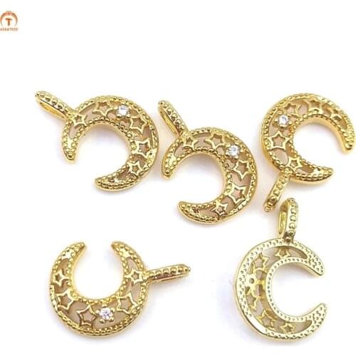 5pcs Moon Star Necklaces Pendant For Women Gold Charm Hollow Moon Pendant Charm Moon Pendant Star Pendant Charms Jewelry Making
