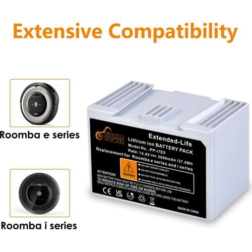 I7 e5 Battery Replacement for iRobot Roomba e Series e5 e6 and i Series i7 i7+ i8 7150 7550 5150 e5150 e515020 e5152 e5154 e5158