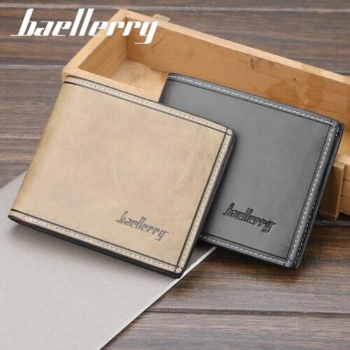 Baellerry Casual Mens Wallet High Quality No Zippers Short Men Wallets Luxury Letter Male Purse with Card Holder Carteira