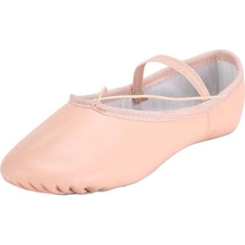 Ballet Shoes Kids Pink Genuine Leather Soft Slip-On Ballet Dance Shoes Flat Heel Tango/Ballroom/Latin shoes Size 4-12