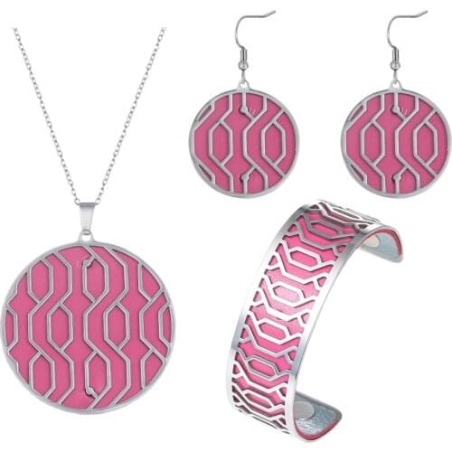 Cremo Stainless Steel Bangles Cuff Bracelets Manchette Argent Earrings Necklace Women Jewelry Interchangeable Leather