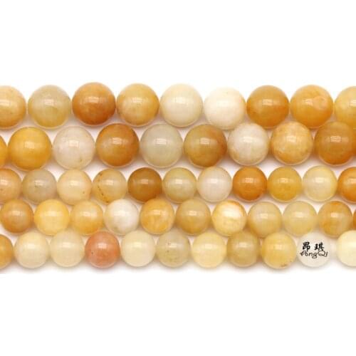 Natural Stone Beads Yellow Jades Round Loose Beads For Jewelry Making DIY Charm Topazs Bracelet Necklace Accessories 15inches
