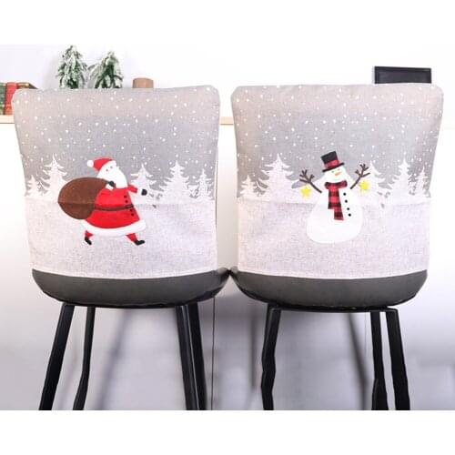 Snowman Chair Covers For Dining Room Printed Chair Slipcovers Christmas Stool Decorations
