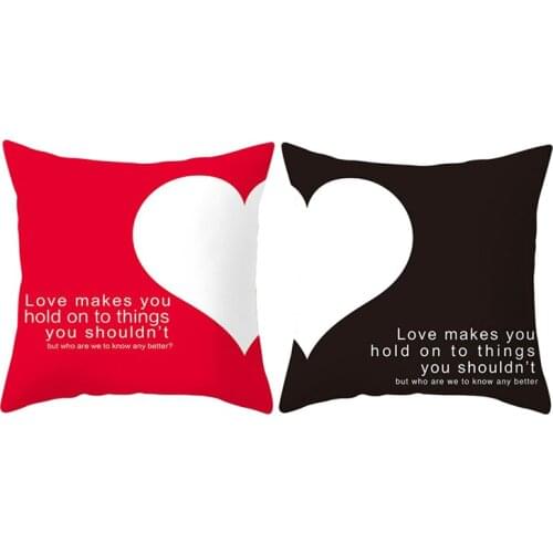Valentines Day Couples Pillowcase Love Print Pillow Case Polyester Fabric Luxury Lovers Pillow Cover