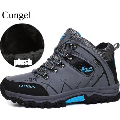 Cungel Autumn/Winter Sneakers men Outdoor Trekking hiking shoes Warm boots Anti-skid Shock absorption boots climbing shoes