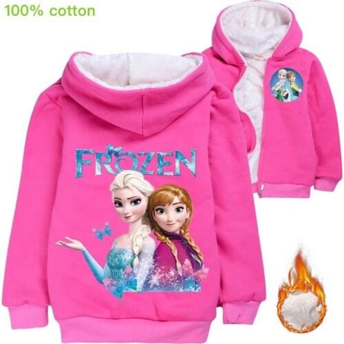 Disney Frozen Elsa Anna Princess children cartoon outerwear Clothing Fashion coat girl Winter hooded Coat With Plush