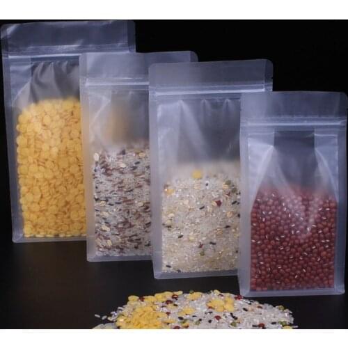 Ferimo 100pcs Transparent zip lock stand up bag plastic food packaging storage bags eight seal sealing package gift candy pouch