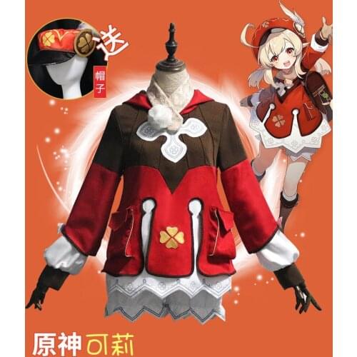 Genshin Impact Cosplay Costome Klee Wig Shoes Loli Uniform Game Set Party Cute Halloween Carnival Costumes Girl