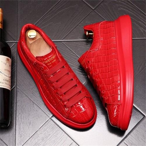 Red Hip-Hop Punk Men Sneakers Web Celebrity Thick Bottom Platform Shoes Male Height Increasing Flats Trainers Zapatillas Hombre