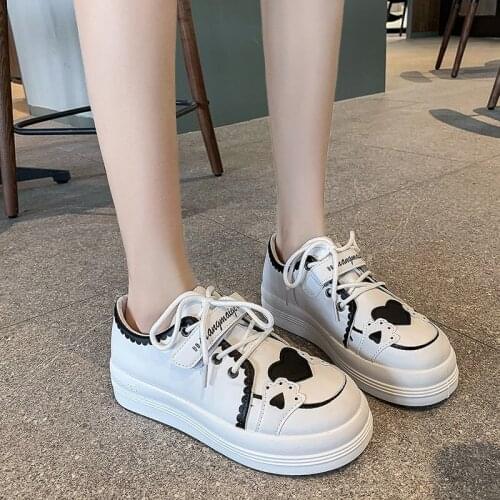 Lolita Shoes Casual Women Sneakers Slip On Running Shoes Student PU Tenis Shoes Cute Girl Fashion Sneakeres zapatos de mujer