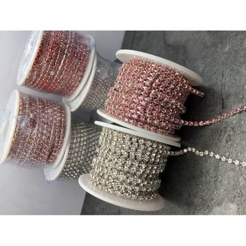 9m/roll rhinestone beaded lace trim apliques de roupa crystal rhinestone applique sew on patches for clothing para vestuario