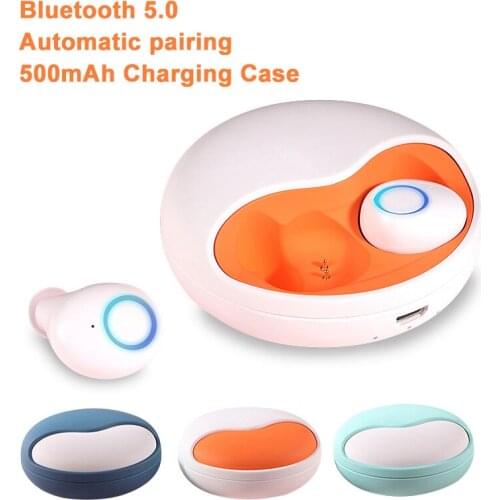 Fashion Mini TWS Bluetooth Headset 5.0 Waterproof Wireless Stereo Earbuds 500Mah Charging Case with Mic for IPhone Xiaomi Huawei
