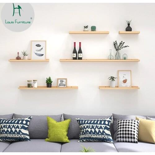 Louis Fashion Wall Shelf Solid Wood Study Living Room Partition Bookshelf Simple Decorative Flower Frame Nordic Modern