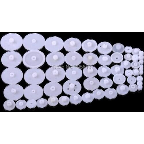 2pack/lot 58 Styles 116pcs Plastic Gears All Module 0.5 Robot Parts Aperture 1.5/2/2.5/3 for DIY