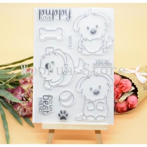 Cartoon Puppy Rubber Clear Stamp for Card Making Decoration and Scrampbooking Happy birthday Clear stamp