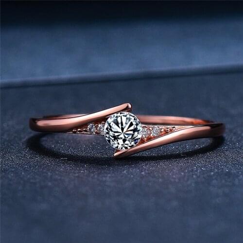 Luxury Female Small Round Stone Ring Promise Rose Gold Engagement Ring Boho Vintage Wedding Rings For Women