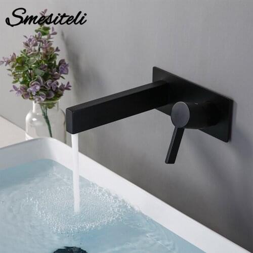 Smesiteli Wash Basin Mixer Tap Bath Solid Brass Single Handle Two Holes Wall Mount Hot And Cold Water Bathroom Sink Faucet