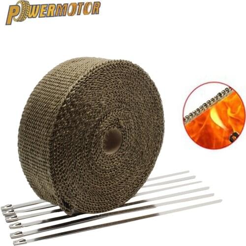 2.5cm*5M Motorcycle Exhaust Heat Shield Thermal Exhaust Tape Heat Wrap Fiberglass With Stainless Ties For Motocross ATV