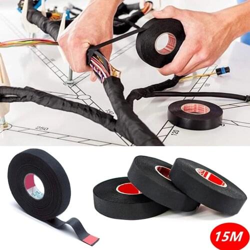 15M Heat-resistant Flame Retardant Tape Electrical Coroplast Adhesive Cloth Tape For Car Cable Harness Wiring Loom Protection