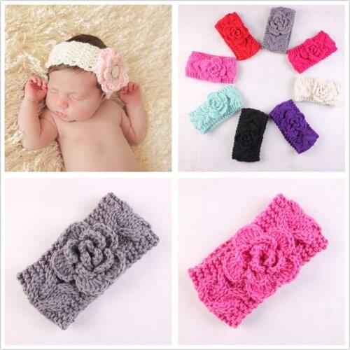 Newborn Turban Ear Winter Warm Headband Crochet Knitted Hairband Headwrap Hair Band Accessories for pink Girl Kid accessories