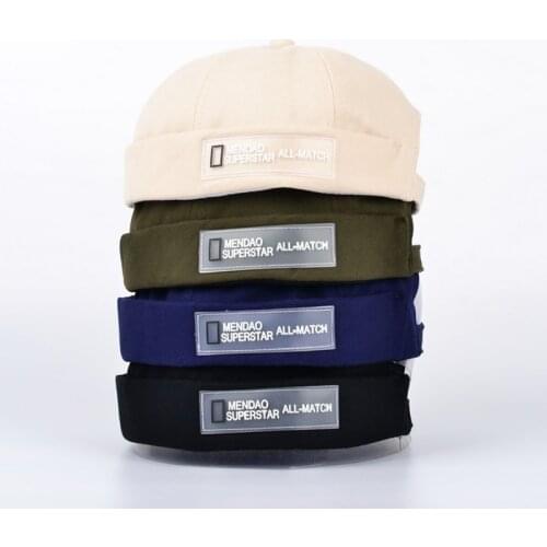 Vintage Hip Hop Men Hat Cotton Retro Skullcap Adjustable Brimless Hat Landlord Breathable Beanie Hat Sailor Cap 2019 New