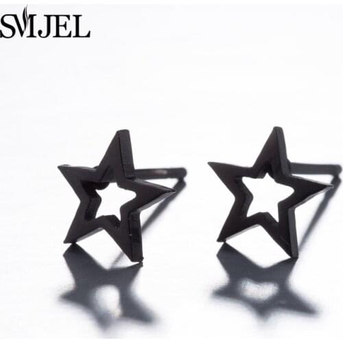 SMJEL Simple Multiple Colors Hollow Star Stud Earrings for Women Earrings 2019 brincos Oorbellen boucle d'oreille Stud Ear