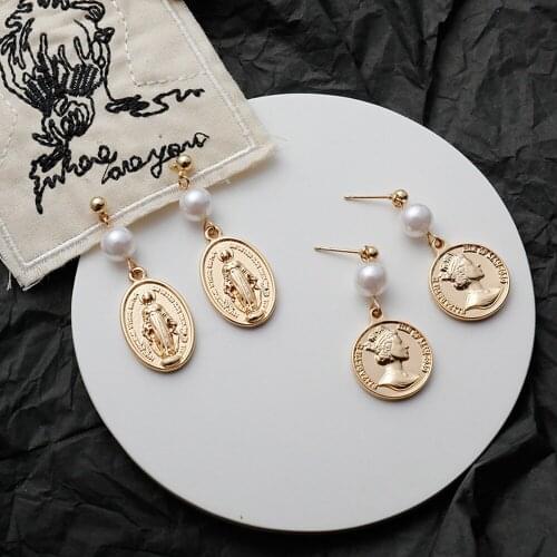 Earrings Fashion Jewelry retro gold coin earrings simple temperament personality earrings ear clip fashion wild earrings female