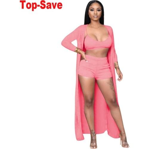 Streetwear 3 Piece Set Women Fall 2020 New Arrivals Solid Bodycon Night Club Party Female Backless Three Piece Suit Matching Set
