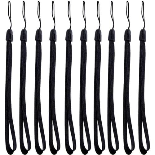 10Pcs/Set Black Self-Timer Rod Rope Protective Wrist Strap Rope Selfie Stick Lanyard Mobile Phone Camera Flashlight Accessories