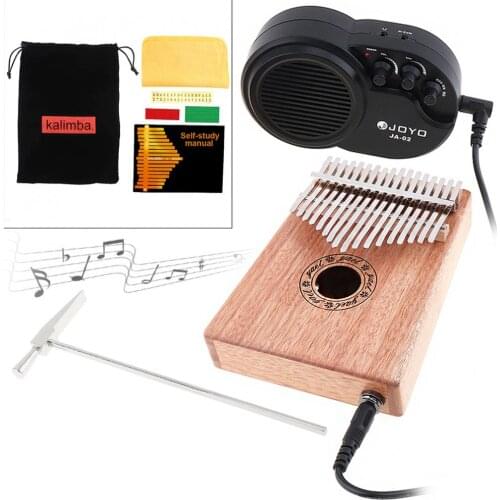17 Key Electroacoustic Kalimba Solid Mahogany sweet-sounding Thumb Piano with Amplifier Mbira Natural Mini Keyboard Instrument