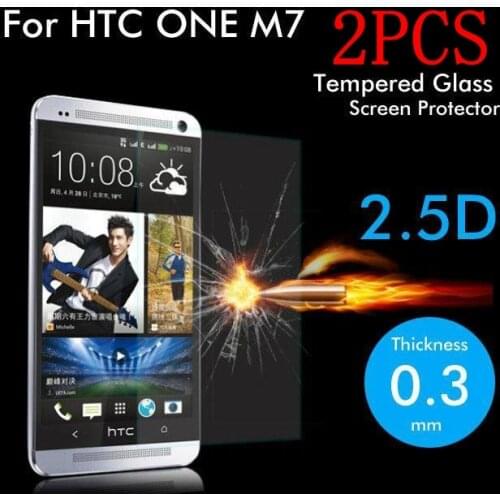 2PCS Tempered Glass For HTC ONE M7 Screen Protector protective film For M7 801E Glass