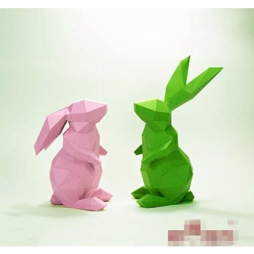 3DPaper Model Bunny rabbit papercraft animal toys home decor wall decoration Puzzles Eductional DIY toys birthday gift for kids