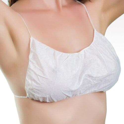 50 Pcs Women Disposable Bras Elastic Straps Spa Top Underwear Non-woven Brassieres for Spray