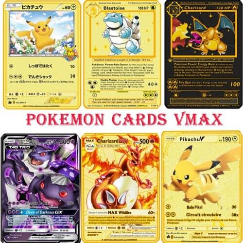 Charizard Bikachu Pokemon Card V Vmax Pokemon Cards Metal Vmax Battle Game Collection Kids Gift Toys 2021 New Collection Cards