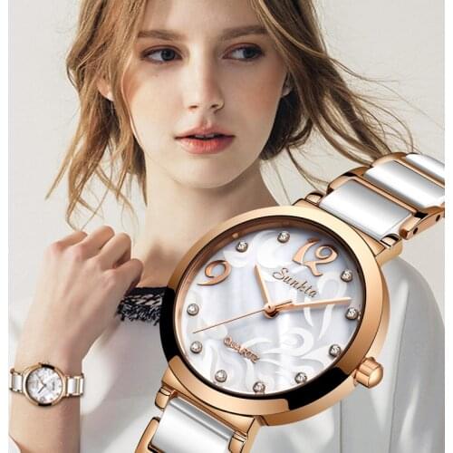 Relogio Feminino SUNKTA New Top Brand Luxury Ceramics Quartz Women Watches Waterproof Fashion Simple Watch Women Girl Clock