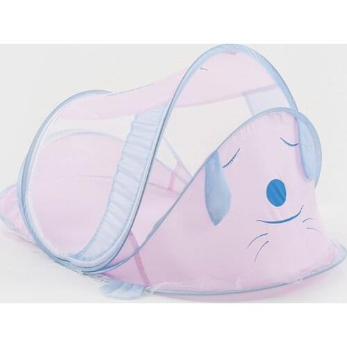 Baby foldable cute cartoon puppy mosquito net baby mosquito net Mongolian treasure baby decoration room baby portable bed