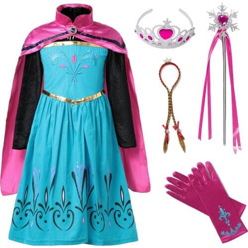 Girls Kids Elsa Cosplay Costume Princess Dresses for Children for Birthday Party Gift Snow Queen Clothes