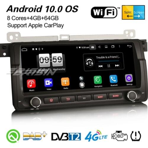 Erisin 8788 8.8" 8-Core Android 10.0 Car Stereo DAB+GPS WiFi CarPlay Bluetooth OBD2 DSP For BMW 3er E46 318 325 M3 MG ZT Rover75
