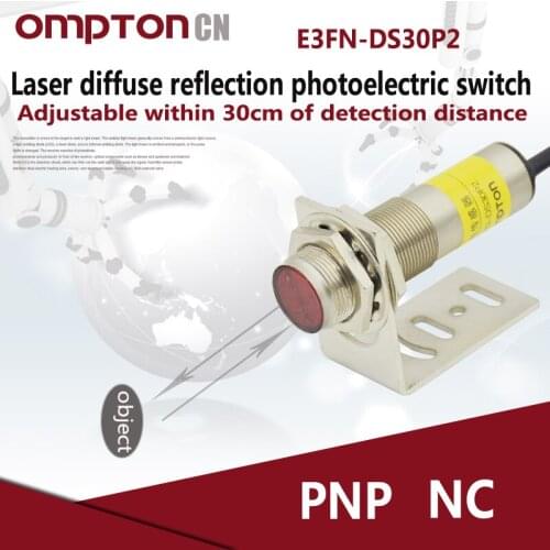 E3FN-T30P2 PNP NC MI8 Laser diffuse reflection photoelectric switch Adjustable within 30cm of detection distance