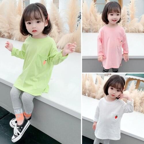 T-shirts For Girls Embroidery Pattern Girl T-shirts Casual Style Kids T-shirts Spring Autumn Girl Clothes