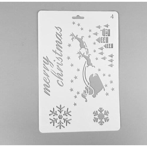 Santa Sleigh Stencil For Decor DIY Craft Hollow Wall Painting Template Scrapbooking Embossing Paper Card Office School Supplies