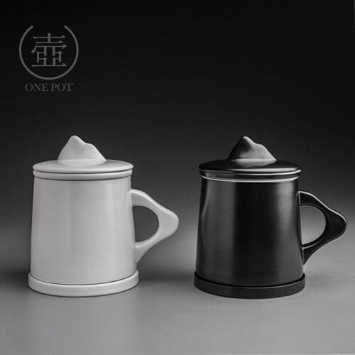 Creative landscape mug cup ceramic tea cup with cover large capacity water cup filter Chinese style home office teacup