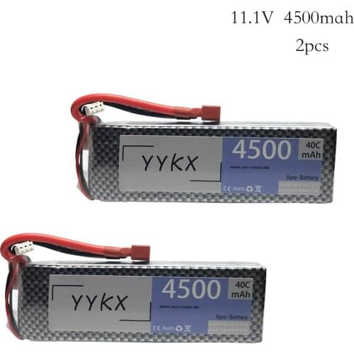 2pcs Original 11.1v 4500mah 40c Lipo battery For RC helicopters Airplanes Four axis aircraft power 3S battery Original High rate