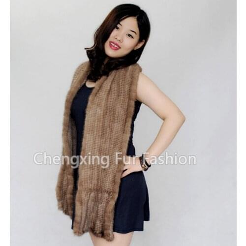 CX-S-20D Big Size Hand Knitting Mink Fur Fashionable Scarf