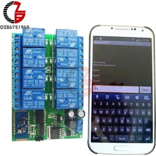 DC 12V 8 Channel Relay Module Bluetooth Wireless Control Switch for Android Smart Mobile Phone App Control Momentary Interlock