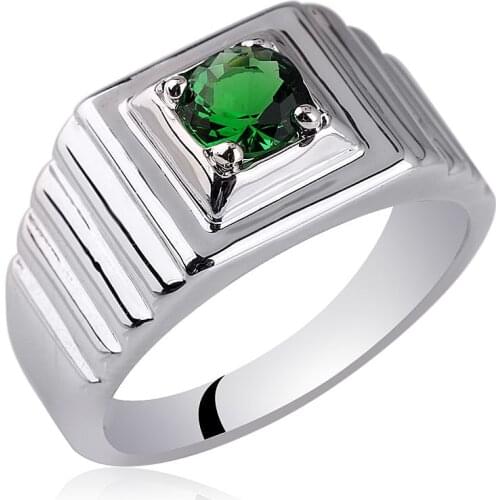 Vogue Men Jewelry Real 925 Sterling Silver Ring Man 5.5mm Round Stone Size10 to 13 Bijoux Homme R523