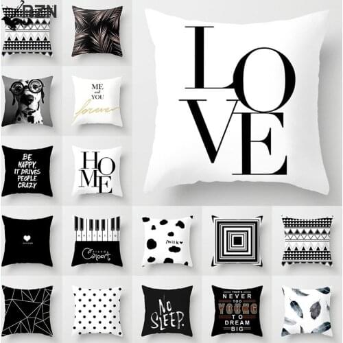 New Fashion Decorative Pillowcase Black/White Geometric Throw Cover Pillow Case Cushion For Living Room Square Home Decor