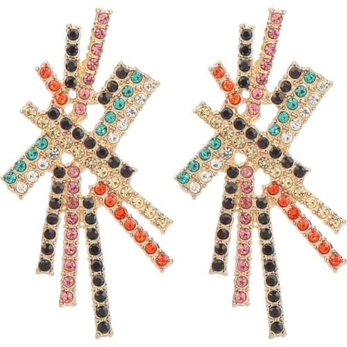 New Multicolor Rhinestone Geometric Dangle Earrings For Women Fashion Jewelry Bohemian Girls' Collection Earrings Accessories